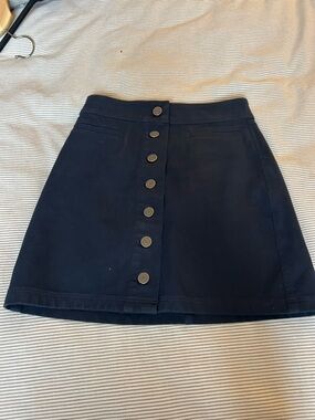 Wilfred Navy Button-Front A-Line Mini Skirt